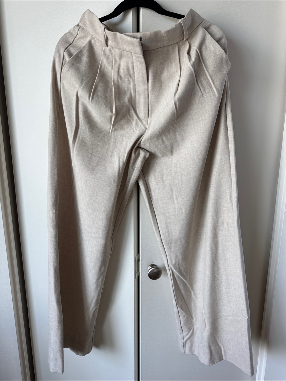 Beige Pleated Dress Pants